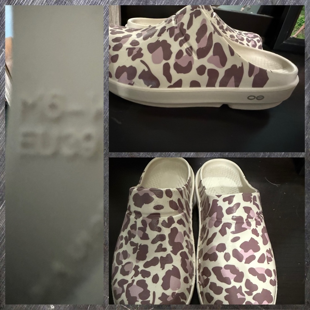 Oofos Leopard Print Slip-On Clogs